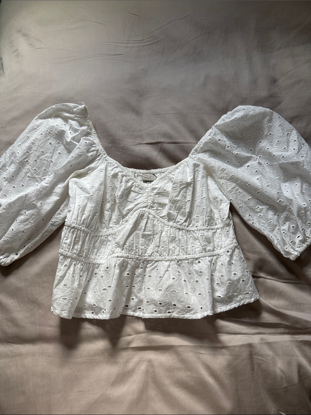 Target White Eyelet Puff-Sleeve Peasant Blouse